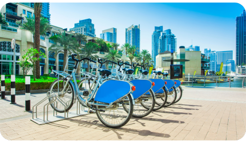 Photo of bikes parked in Dubai.